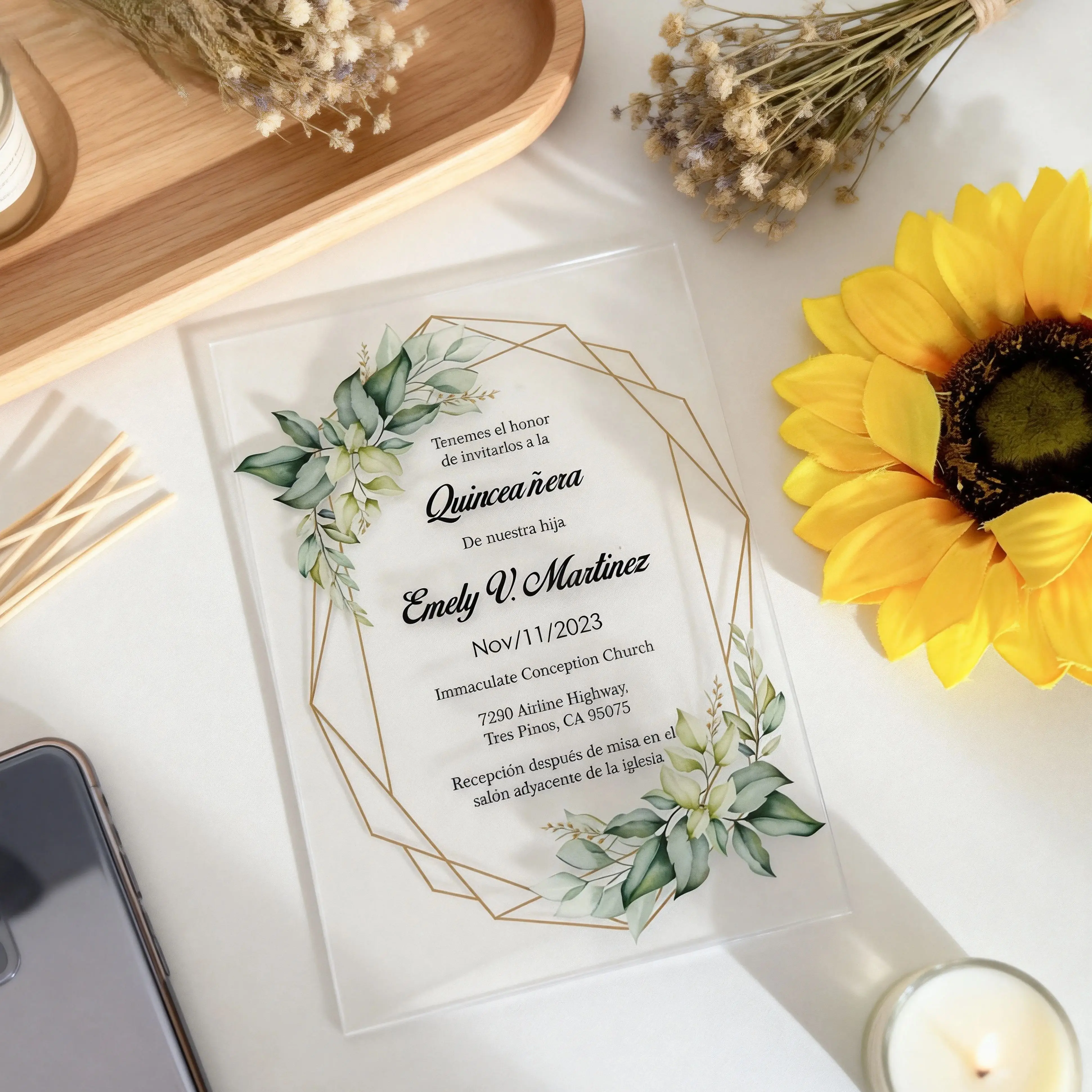 

10pcs Custom Acrylic Wedding Invitation,Quinceanera Invitation Cards,Make Your Own Transparent Invite for Party Favor Decoration