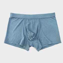 Yeni erkek Modal nefes ince iç çamaşırı moda Yong erkek şerit yüksek elastikiyet yumuşak boksörler orta bel U dışbükey çantası külot