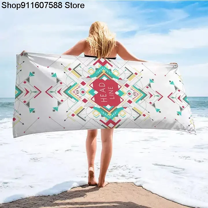 Simply Pattern Bath Towel 3D Printed Rectangular Sunscreen Blanket Beach Swimming Summer Quick Drying Towel For Kid Teens Adults