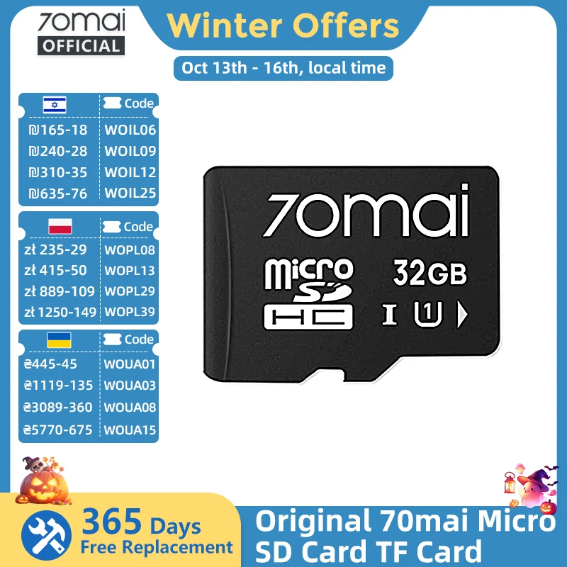 Original 70mai Micro SD Card TF Card UHS-3 Level for 70mai T800 X800 A810 A510 A800SE A800S A500S A200 70mai Memory Card