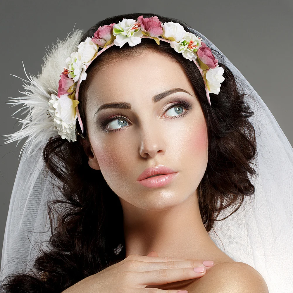 

2 шт., повязки на голову с искусственными цветами, элегантная повязка на голову с розой для свадебной вечеринки, фестиваля, цветочная корона, аксессуары для волос