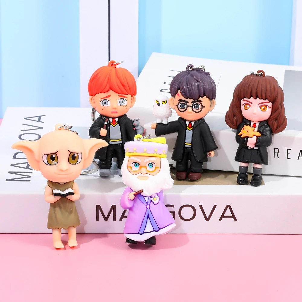 5 قطع هاري بوتر المفاتيح سحر الشكل الساحر بولي كلوريد الفينيل ستيريو قلادة دمية حقيبة قلادة الديكور سيارة المفاتيح هدايا عيد