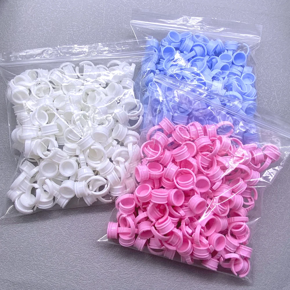 100 Uds. Taza de anillo de pegamento desechable para ventilador de pestañas soporte de pigmento de tatuaje contenedor de extensión de pestañas soporte de pegamento suministros de maquillaje