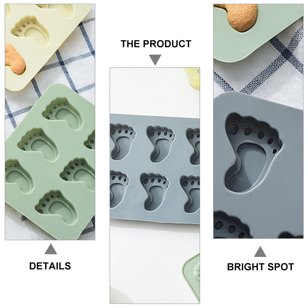 

4pcs Footprint Shape Fondant Mold Silicone Chocolate Ice Mold Cake Mould Easy Clean Baking Tool Home Professional Use