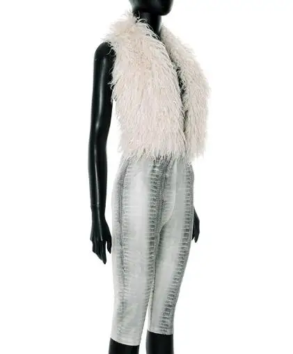 夏の新作レディースパーソナライズ2ピースセット、ファー襟付き、バックレスハンギングネックベストとスネークプリントタイトクロップドパンツセット