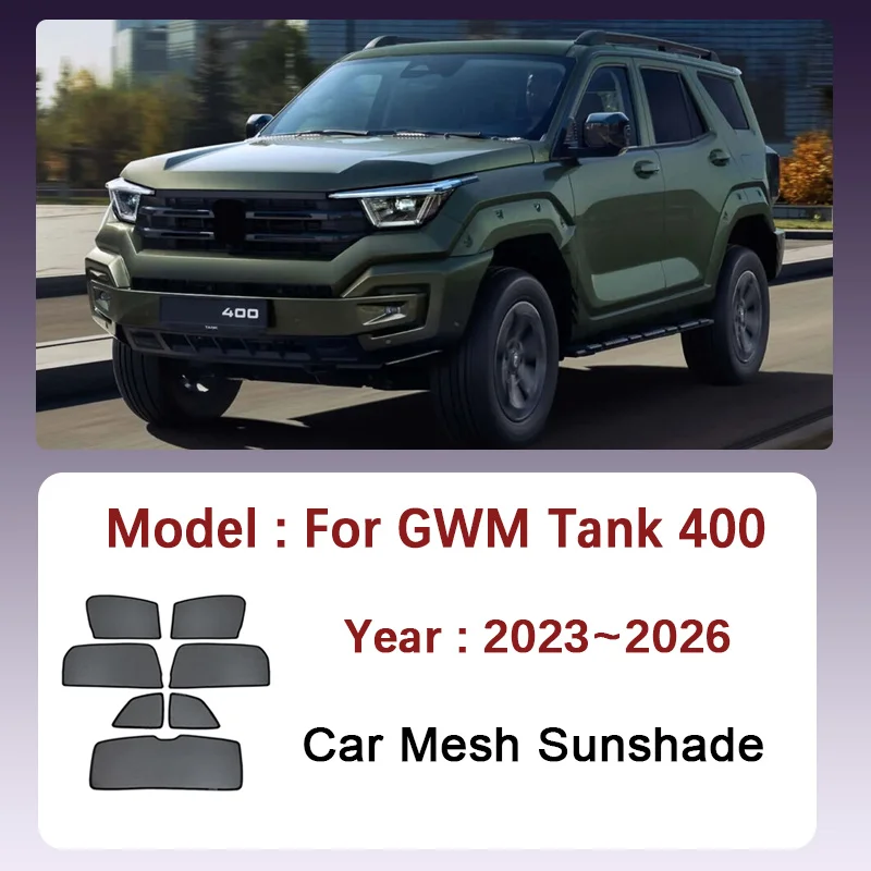 

Для GWM Tank 400 2023 ~ 2026 2024 2025 автомобильный сетчатый солнцезащитный козырек, магнитный солнцезащитный козырек для окна, козырек для штор, автоаксессуары