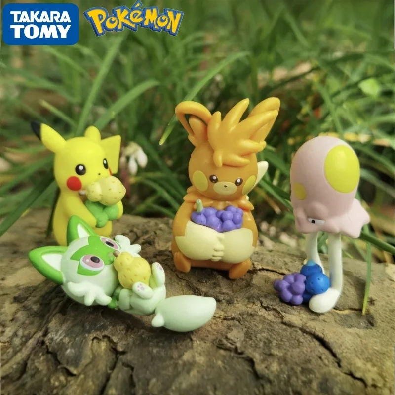 

TAKARA TOMY Anime Pokemon Gashapon Toys Cartoon Character Sprigatito Pikachu Pawmot Toedscool PVC Model Decoration Birthday Gift