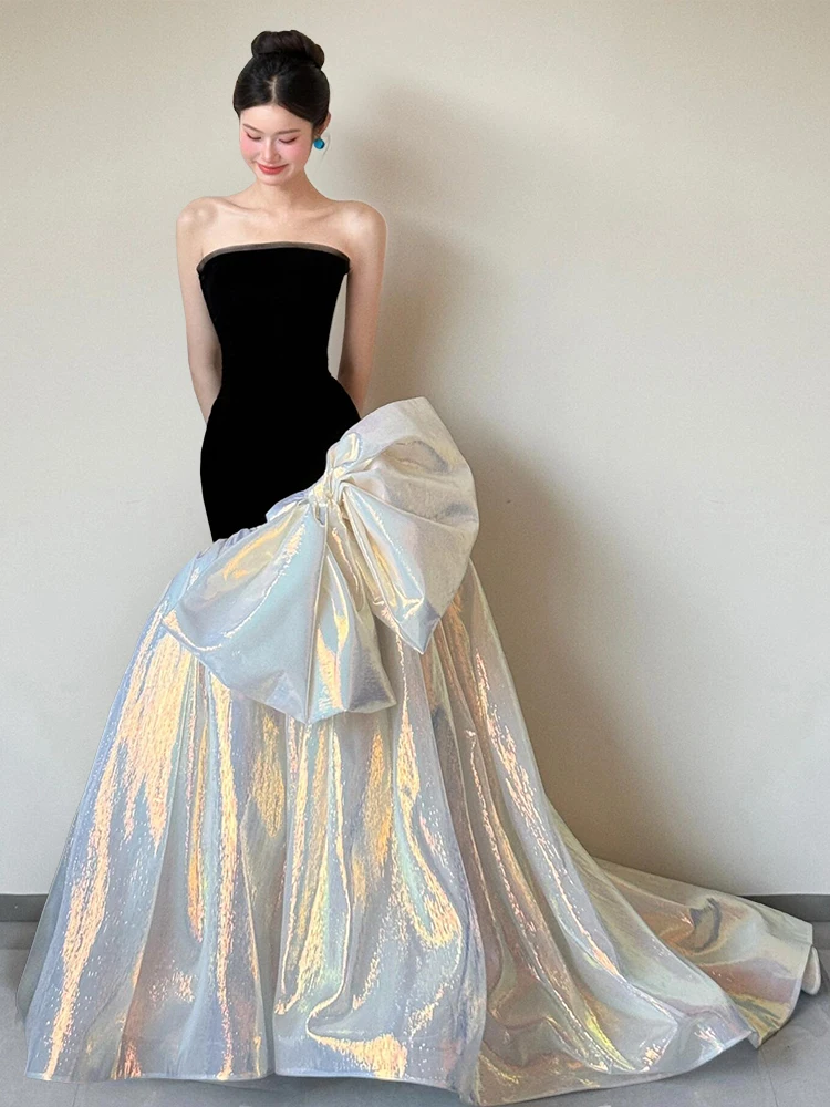 

Ele Bla Evening Gown Women's Adult Ceremony High-End Feeling Year End Par Luxury Fi Tail Wedding Dr Bride Engage...