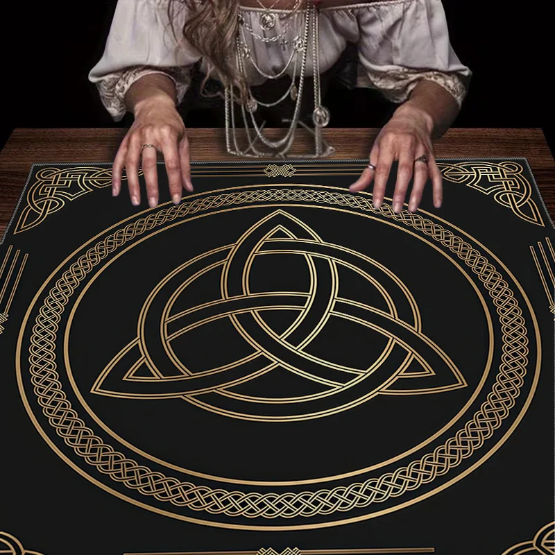 Tarot Clothes for Table Tarot Cloth Astrology Sun 1Pc modern ltic knot printed tarot tablecloths, card mats, furniture