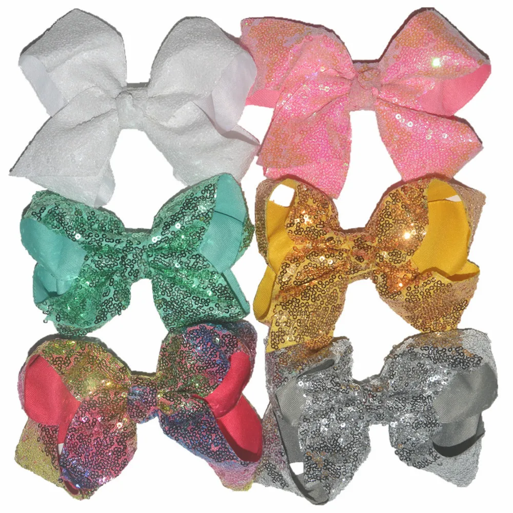 

80 Pcs Wholesale 6inch Large Bead Piece Composite Bow Jojo Bow Girls Headwear Accessories 20 Colors Without Clips