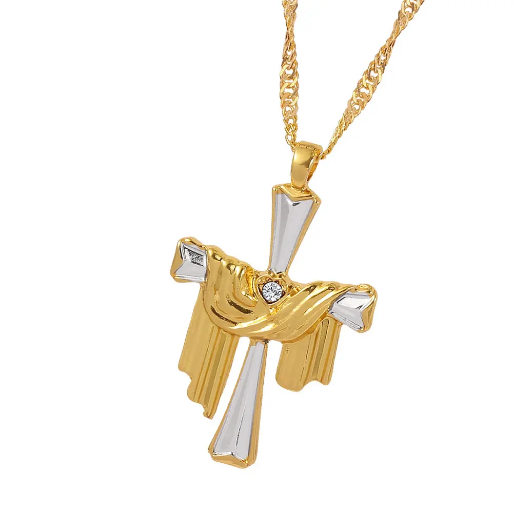 Jesus Charm Necklace Fine Workmanship Praying Pendant Baroque Cross Clavicle Chain Alloy Gift Party Graduation
