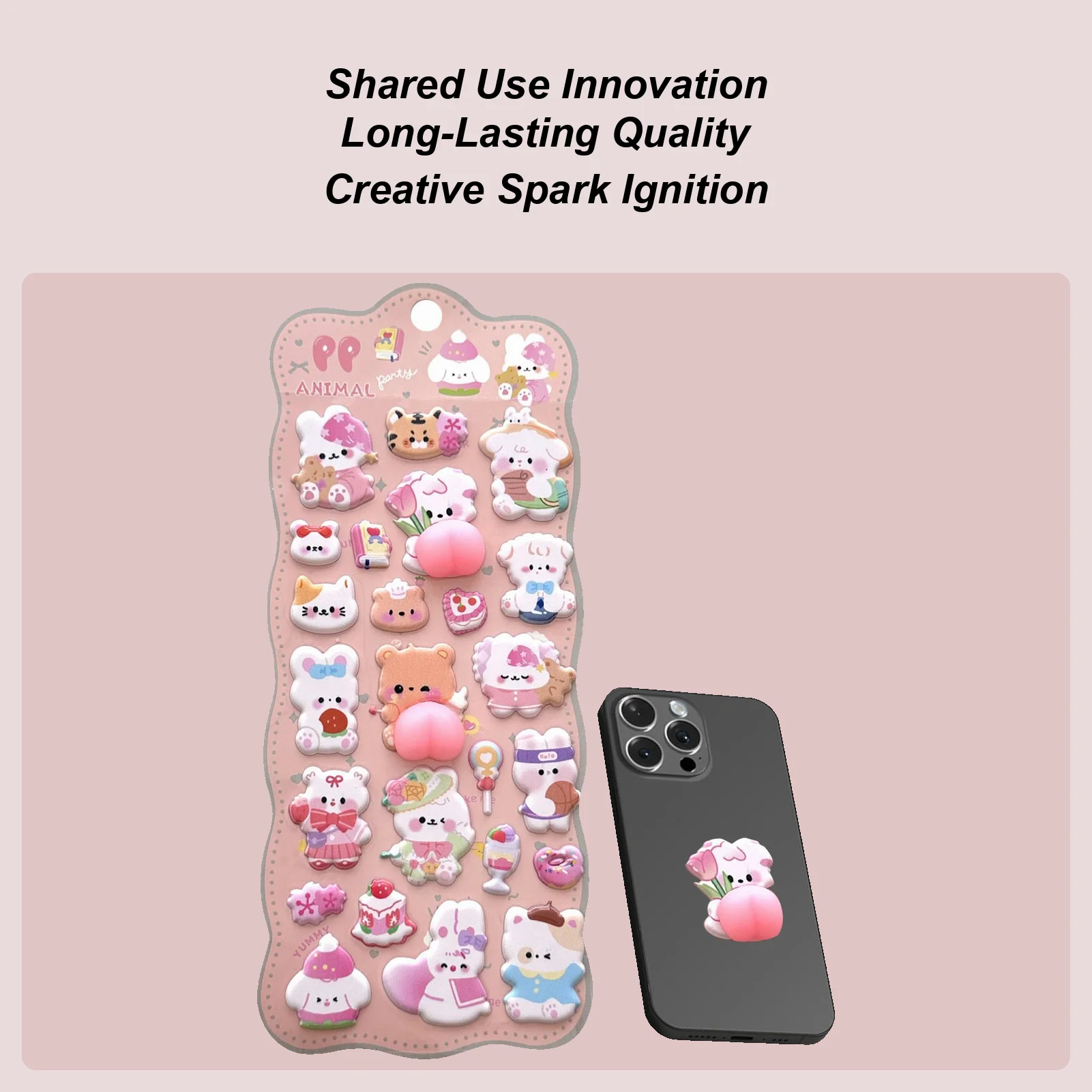 3D Stickers Animal Adhesive Toys Small Bunny Soft Bubble Stickers For Diary Scrapbook Pencil Case Tablet Phone Case Water Bottle