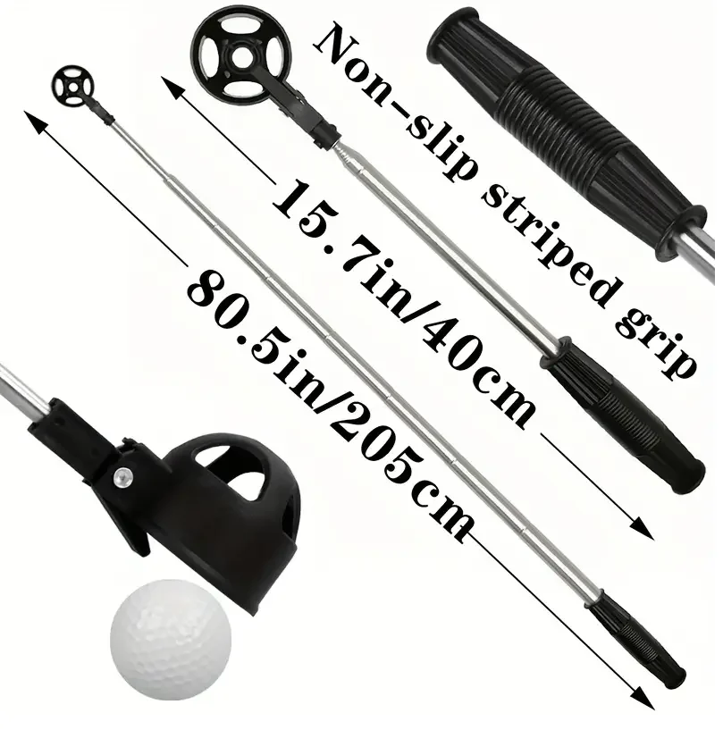 Golf Ball Retriever 8-Section Telescopic Stainless Steel Antenna Pole - Portable Golf Accessory for Ball Picking