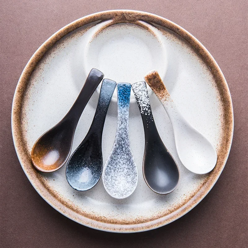 Ceramic Soup Spoon Japanese Tableware Eating Spoon Creative Spoons Kitchen Cooking Utensil Tool Teaspoon Catering For Kicthen