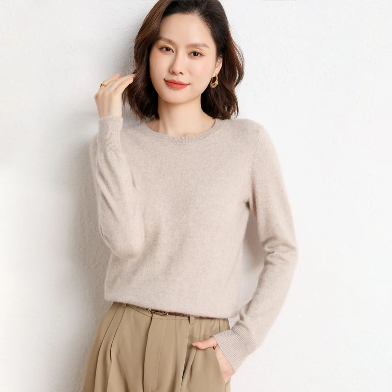 100% カシミヤプルオーバーセーター女性ニットウェア服新コレクション居心地の良い秋冬 O ネックジャンパー女性の基本的なソフトトップス