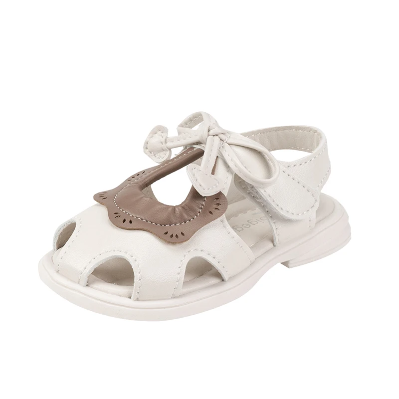 Kids Toes Capped Strap Sandals Non-slip Cut-outs Toddler Ballet Flats Shoes with Bow-knot Princess Baby First Walker Shoes