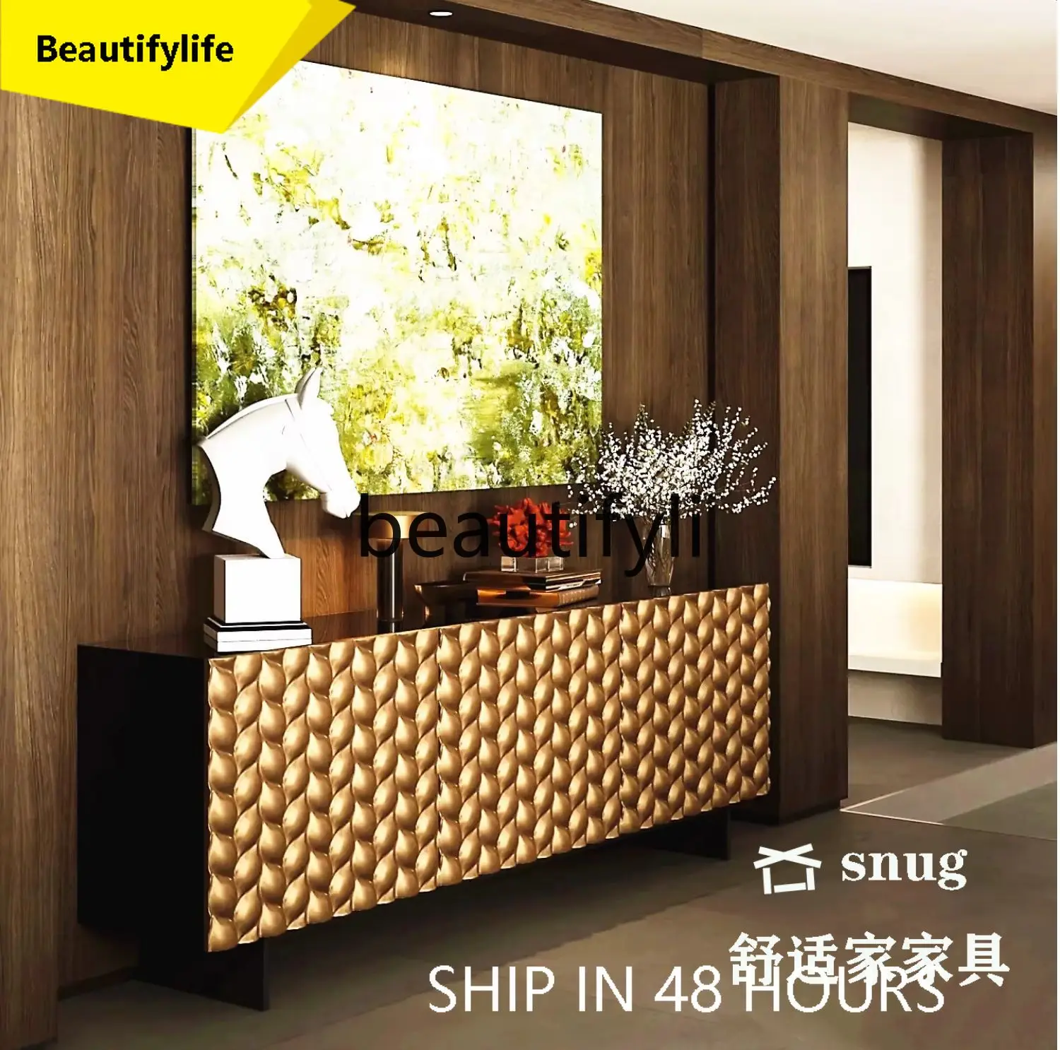 

A53 Art carving decorative cabinet American solid wood porch dining side cabinet hotel chest customization