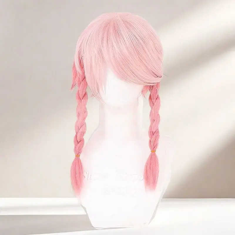 Honor of Kings Yao Cosplay Wig - Pink Braided Full Wig for Girls Cute Roleplay Costume Accessories