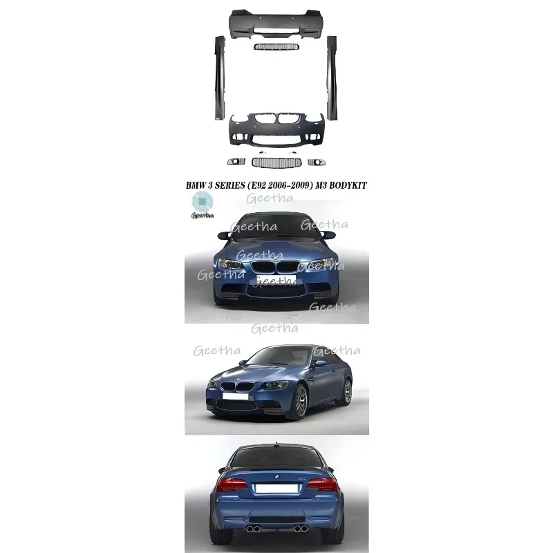 

High Quality PP+carbon Fiber Tail Throat 2005-2012 Car Bumpers E90 E92 E93 Refitted M3 M4 for BMW 3 Series Body Kit