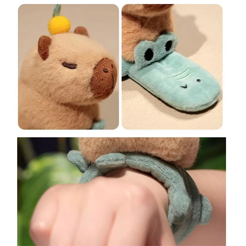 Capybara Clap Circle juguetes Slap Snap Wrap pulsera Capybara anillo de mano de felpa diversión Pop círculos niños regalo de Navidad