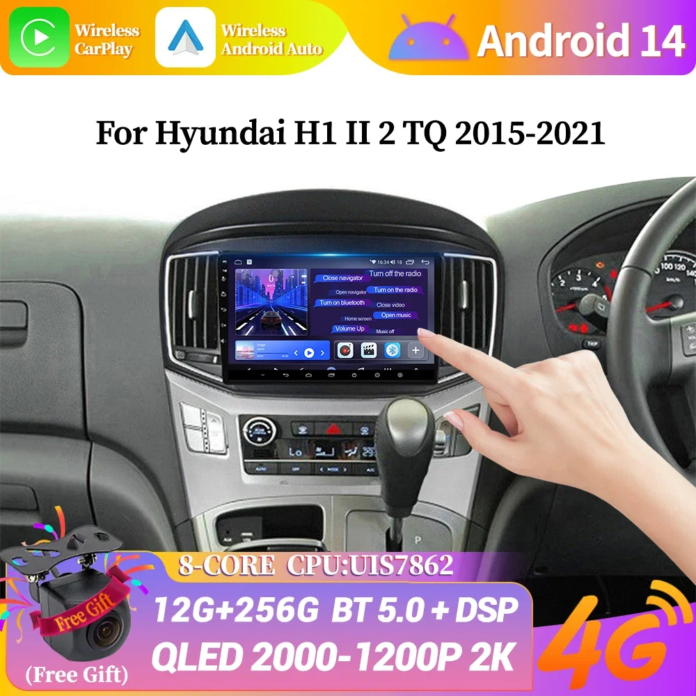 

Android 14 For Hyundai H1 II 2 TQ 2015-2021Car Radio Multimedia Navigation GPS Wireless Bluetooth Carplay Screen Stereo System