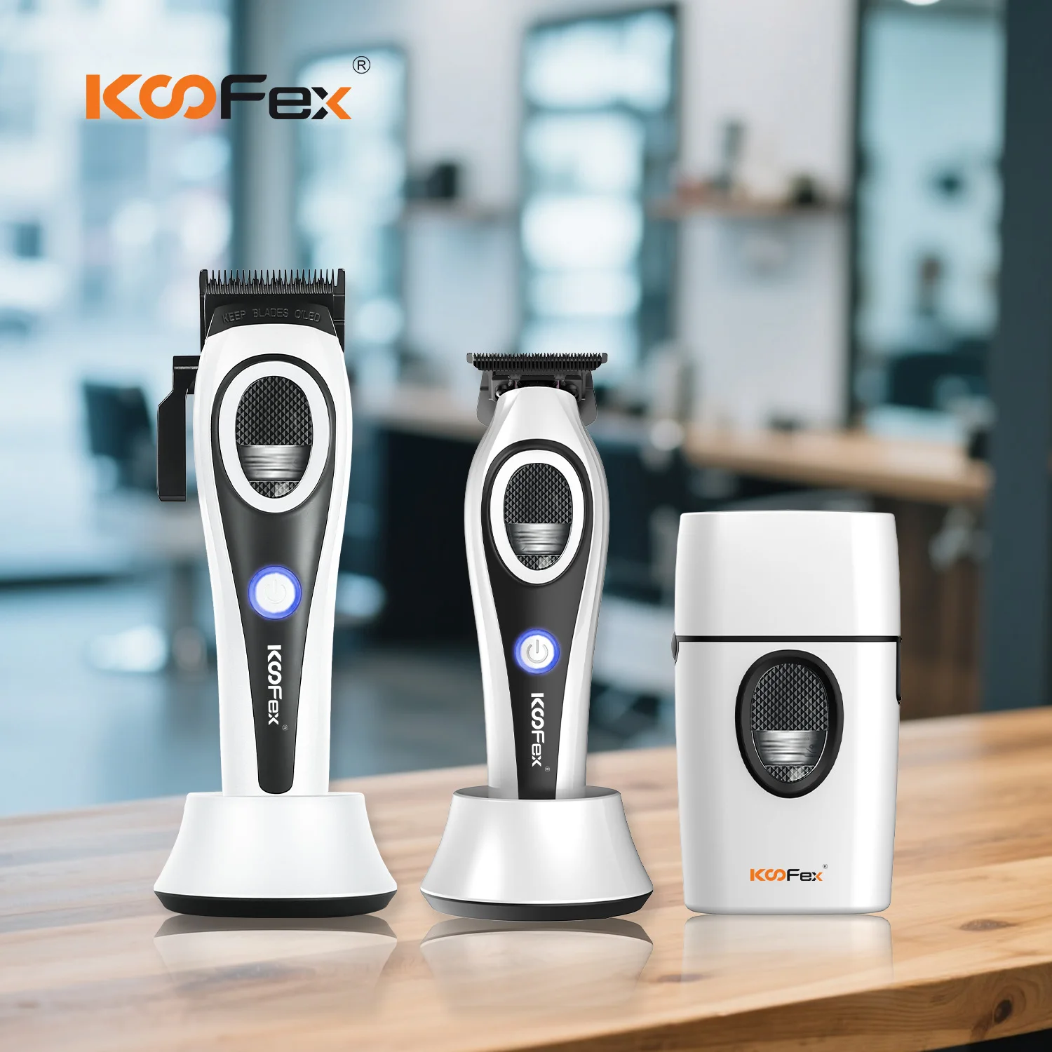 KooFex Professional Outer BLDC Barber Machines Set High-Speed Zero Gap 3-in-1 Hair Clipper Trimmer Shaver Kit