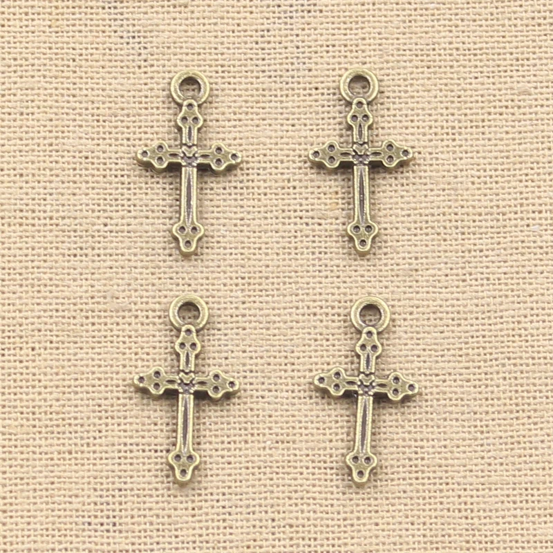 30pcs Charms Christian Cross 15x7mm Antique Making Pendant fit,Vintage Tibetan Bronze Silver color,DIY Handmade Jewelry