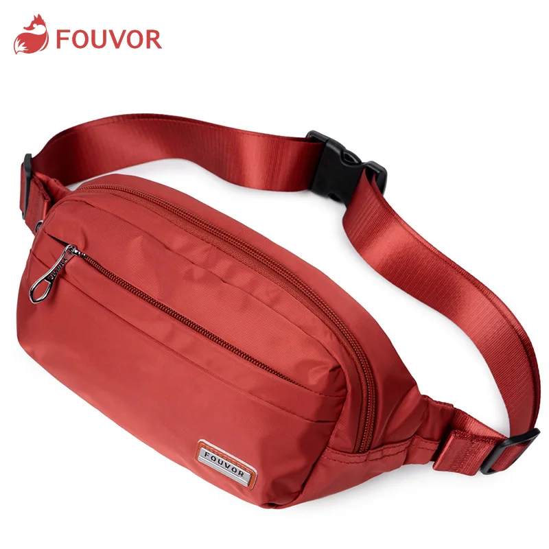 Fouvor Women Pockets Sports Small Waist Packs Casual Ladies Nylon Waterproof Canvas Bag Oxford Chest Bags Messenger Bag 2800-23