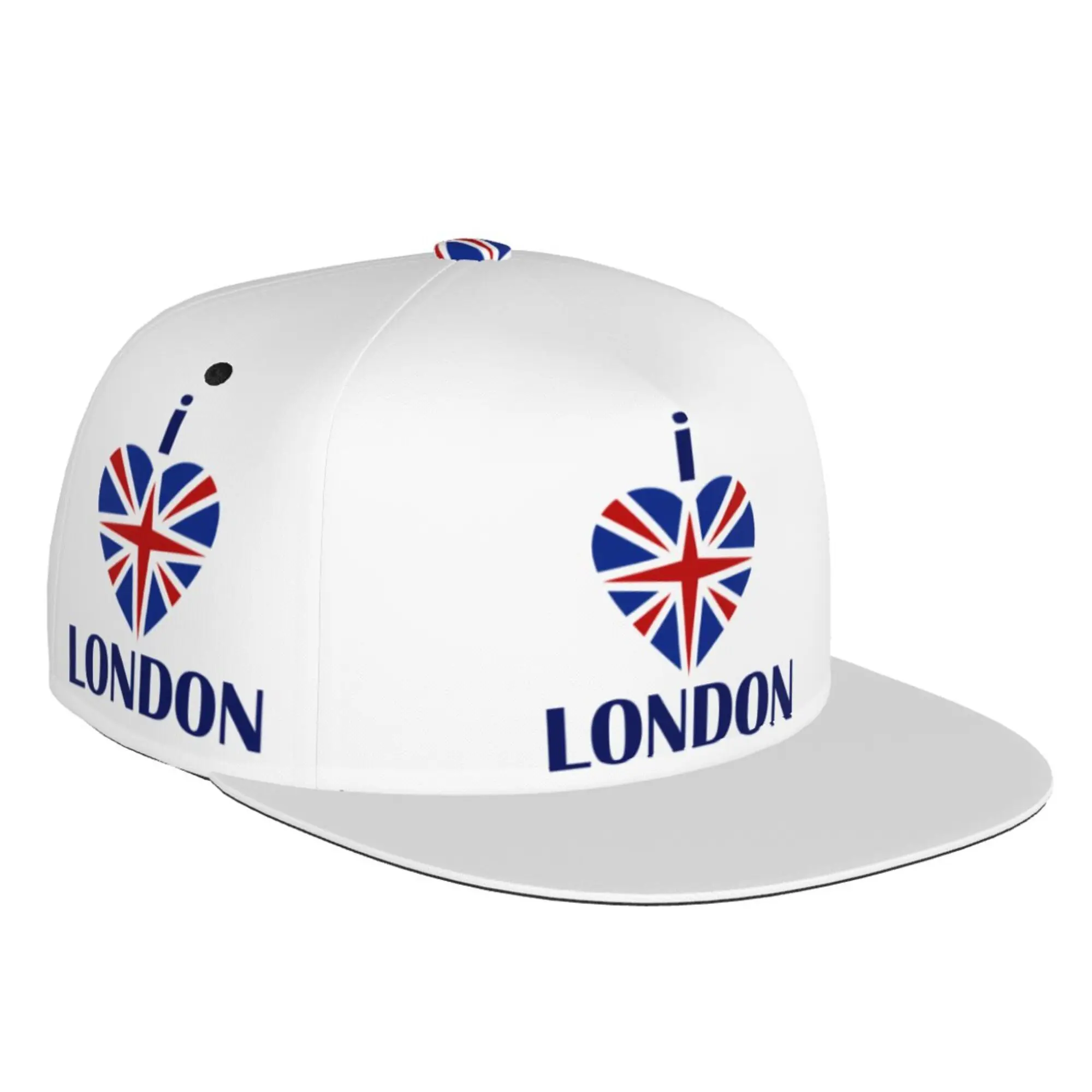 

I Love London Uk Flag Heart Baseball Cap Snapback Hat Hip Hop Flat Brim Adult Teens Adjustable Print One Size Trucker Hat