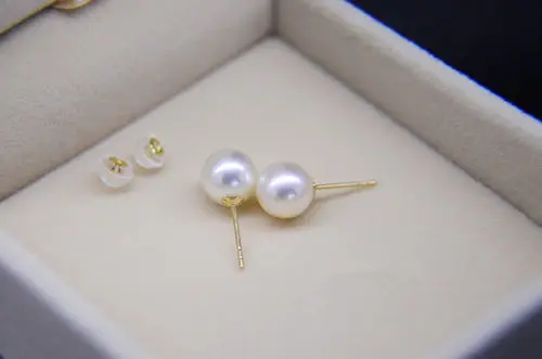 Fashion girl jewelry store Fashion AAA 10.5 mm white south sea pearl earrings with 18 k