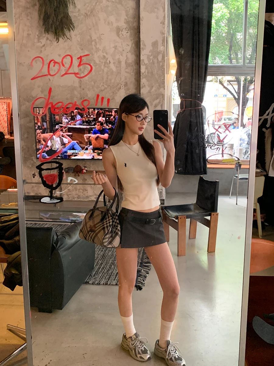 ハイウエスト A ライン ミニスカート レディース グレー ボディコン スカート 春夏新作 ポリエステル混紡 快適 通勤スタイル