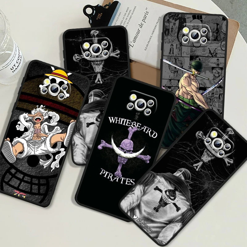 Cartoon O-ne P-ieces Luffy Cool For POCO X6 M6 C55 C50 C40 C3 F5 F4 F3 M6 M5 M4 4G 5G GT Pro Silicone Black Phone Case