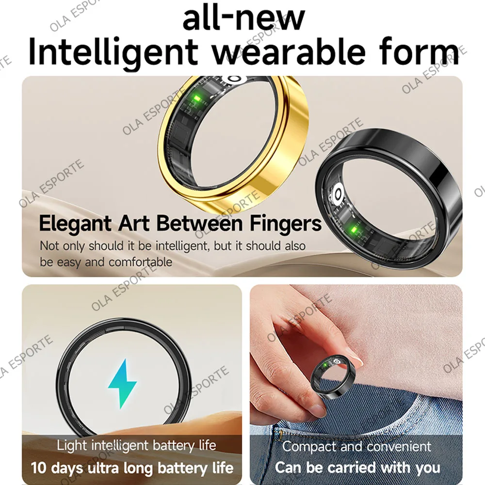 2026 New Smart Ring Heart Rate Blood Pressure Sleep Monitoring Motion Tracking IP68 Waterproof Men Women Smart Ring Holiday Gift