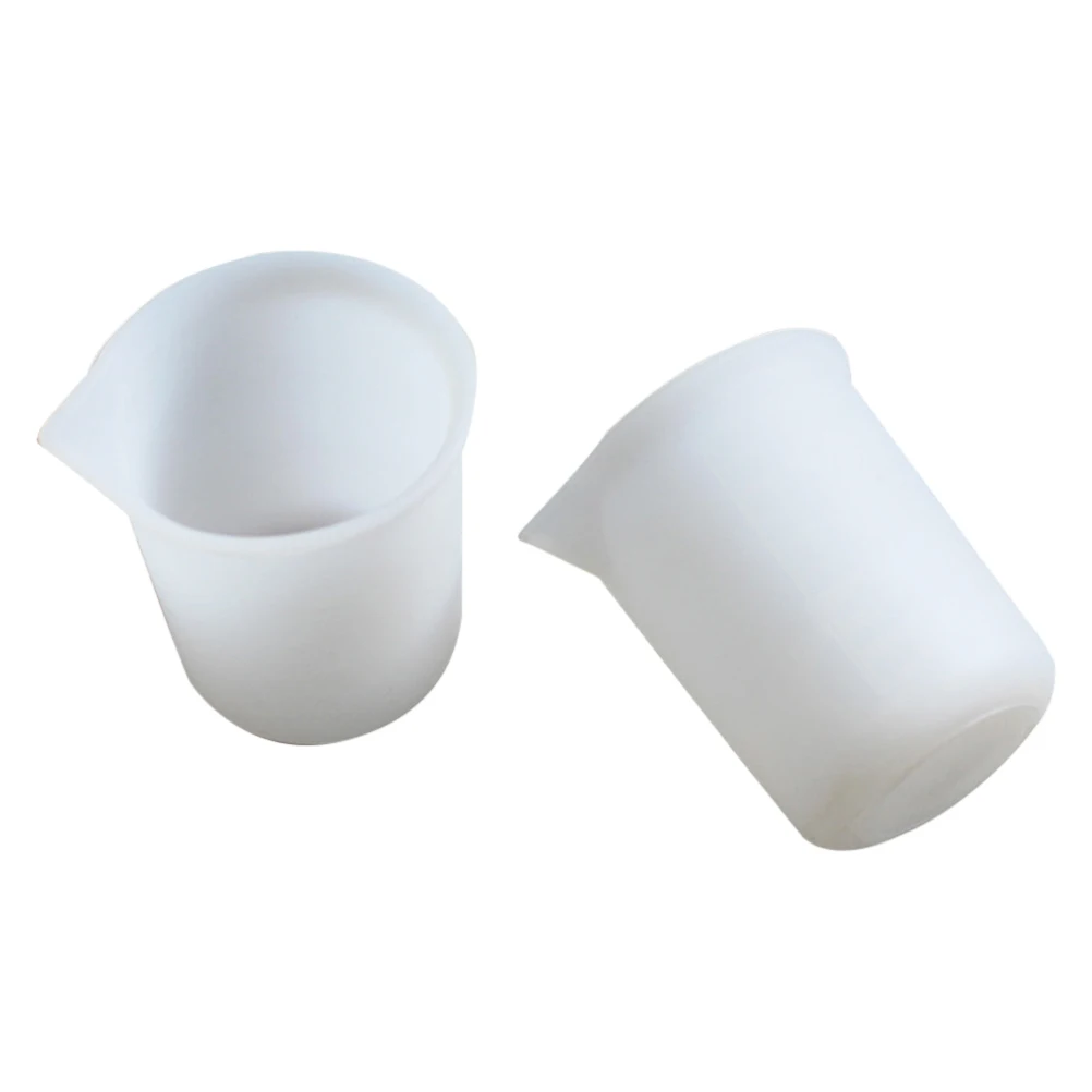 

2Pcs 100mL Silicone Measuring Cups Kitchen Tools Clear Graduated Beakers White Heat Resistant Acid Alkali Proof Wide Mouth