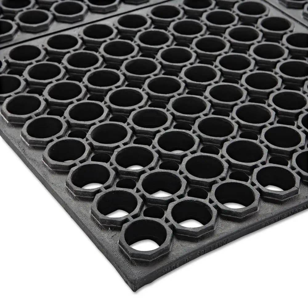 Heavy-Duty Anti-Fatigue Drainage Mat Rubber Raised-Rib Design Comfort Safety Workplace 36x60 Durable Square Edges Drainage Holes