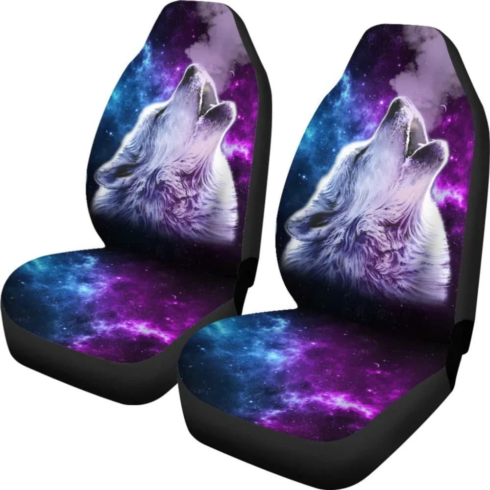 Purple Sky Wolf Car Seat Covers 211702,Pack of 2 Universal Front Seat Protective Cover