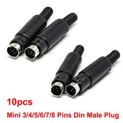 10pcs Mini 3/4/5/6/7/8/9 Pins Din Male Plug With Plastic Handle Adapter Soldering Cables DIY Connector