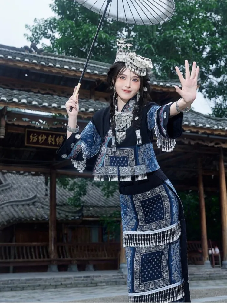 Ethnic costumes performance long dress sets foreign travel photography art and photo suits