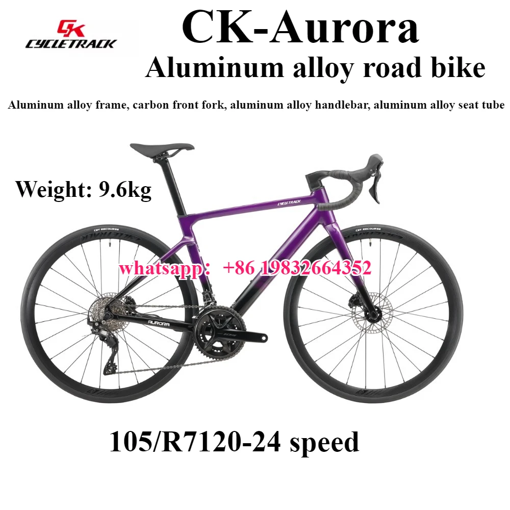 

CYCLETRACK CK Aurora Aluminum Alloy Road Bicycle Hydraulic Disc Brake R7120-24S Aluminum Wheel 700*25c Carbon Fork Carbon Handle