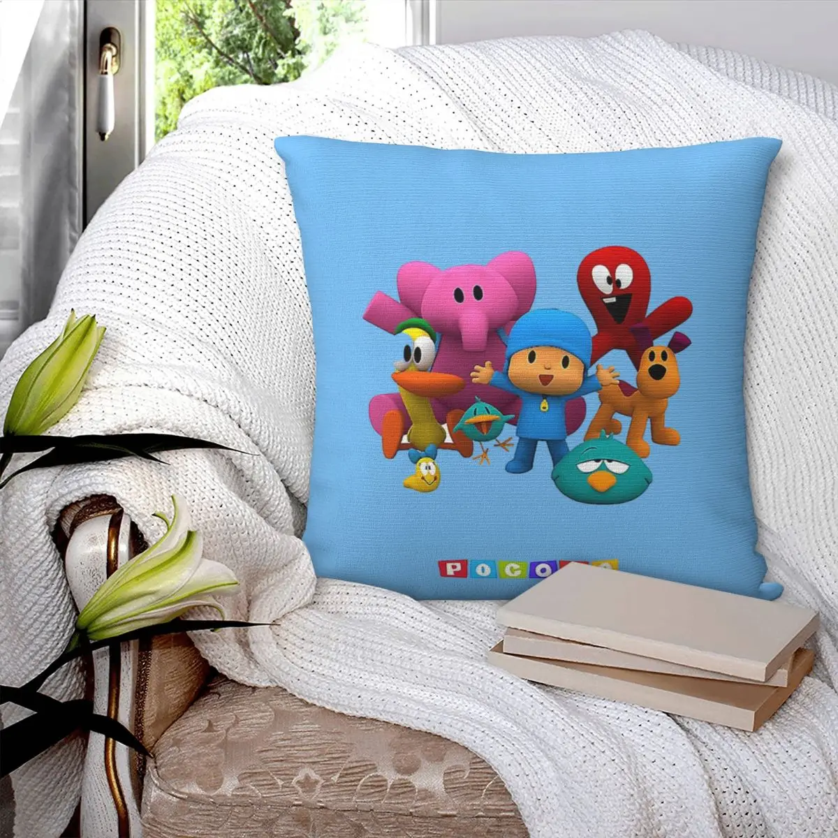 Happy Birthday Boy-Girl-Pocoyo! Square Pillowcase Pillow Cover Cushion Zip Decorative Comfort Throw Pillow for Home Bedroom