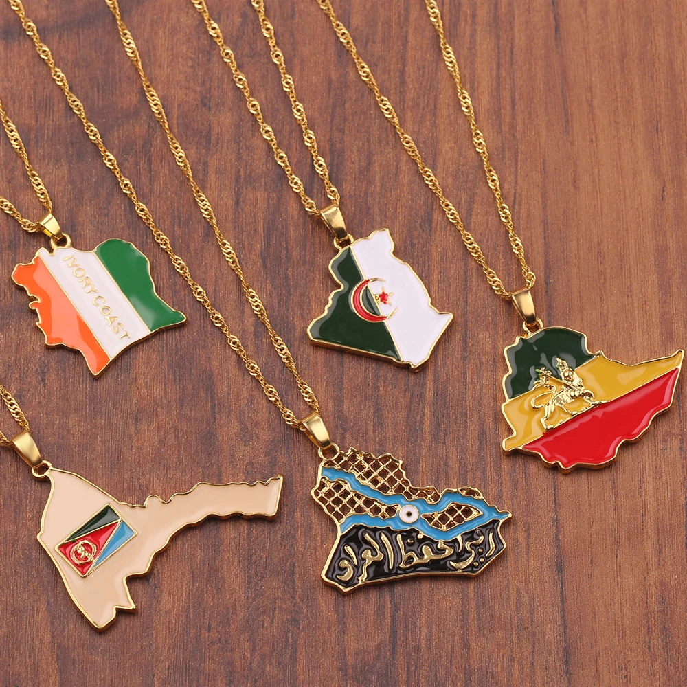 Fashion Trend World Map Necklace Creative personality Pendant Jewelry for Women And Men Popular Accessory view 5