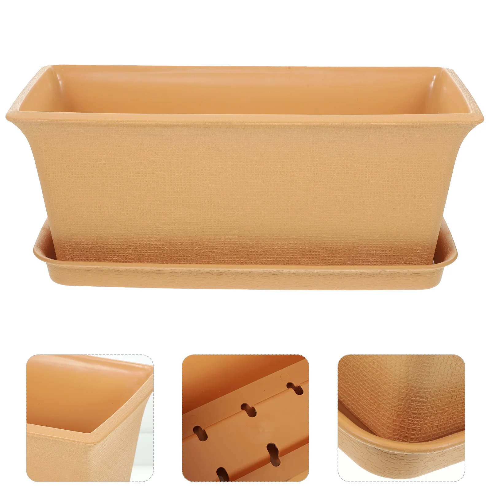 

1 Set Long Rectangle Flower Pot With Saucer Plastic Garden Planter For Succulents Vegetables Flower Planting Holder Vegetable