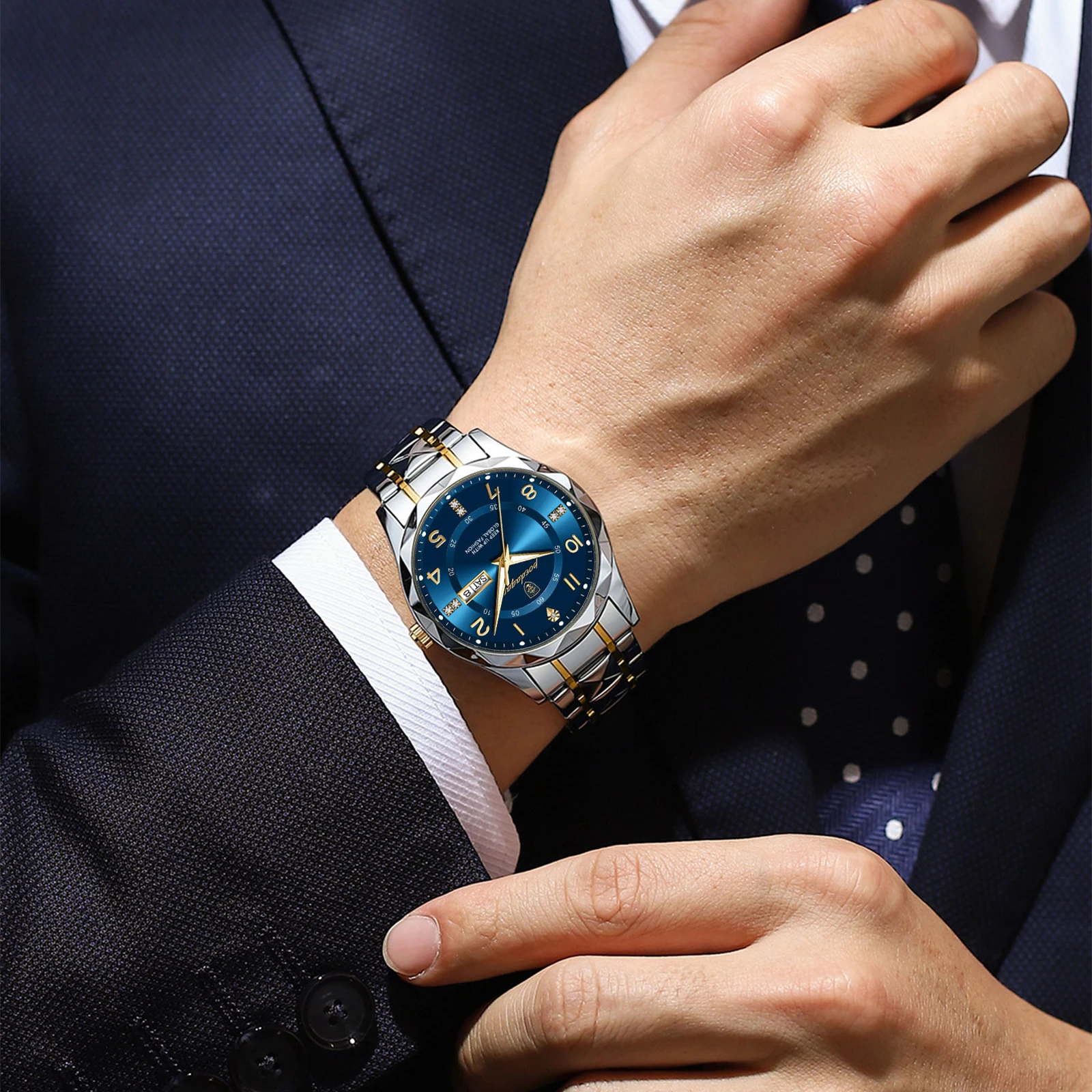 POEDAGAR الفاخرة موضة ساعة كوارتز رجالية مقاوم للماء تاريخ الأسبوع مضيئة ساعة اليد الفولاذ المقاوم للصدأ ساعات رجالية رياضية الذكور Reloj #6