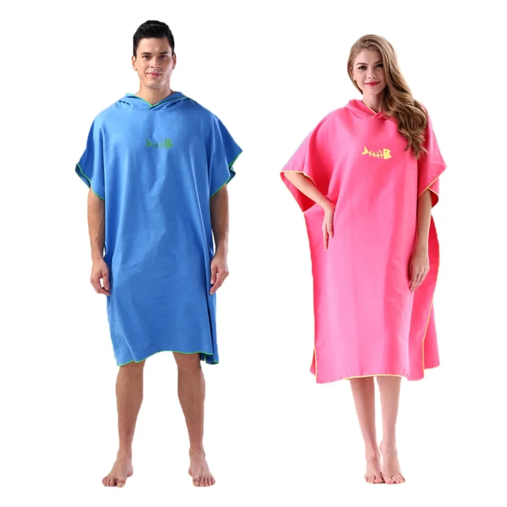 

Quick Dry Microfiber Swim Towel with Surf Poncho Hood Beach Blanket for Adults