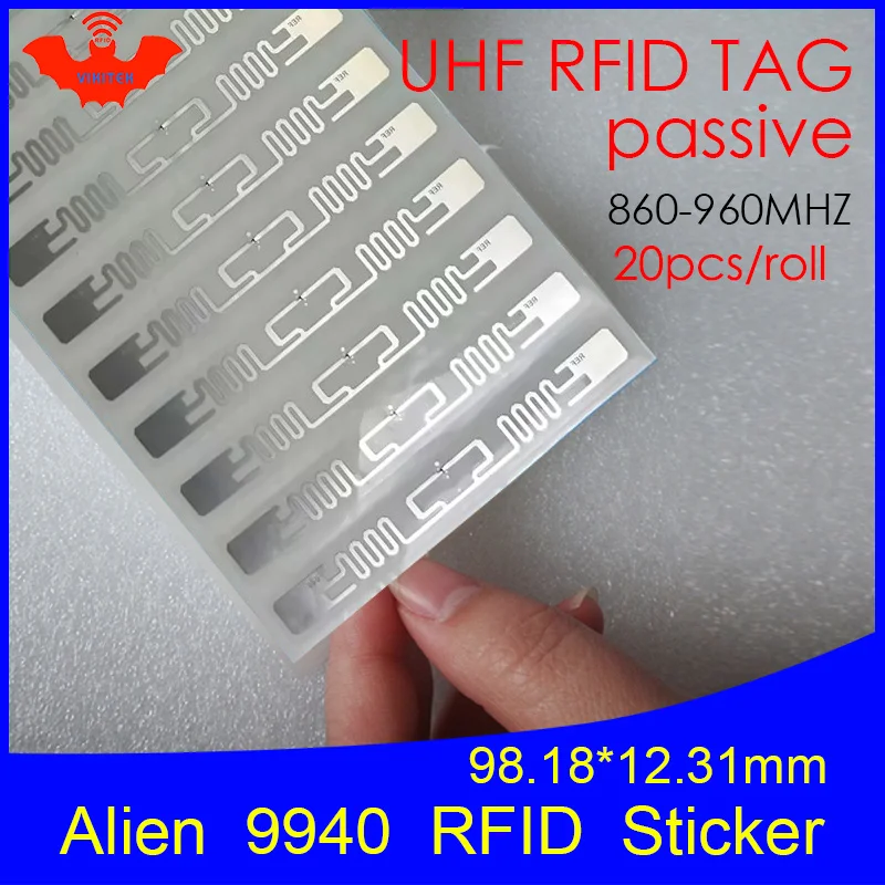 uhf rfid tag etiqueta etiqueta rfid passiva auto adesiva inlay molhado 915m868 860 960mhz higgs9 epc 6c 20 pcs 9940 01