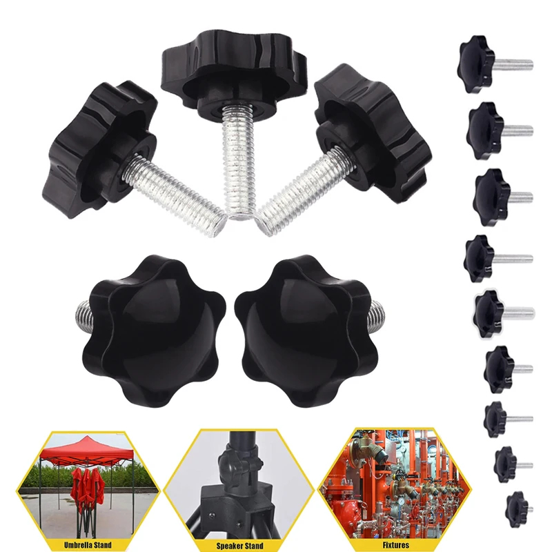 5PCS M4 M5 M6 M8 Star Shape Thread Clamping Handle Bolt Bakelite Hand Knob Tightening Screw Industry Equipment Plastic Steel