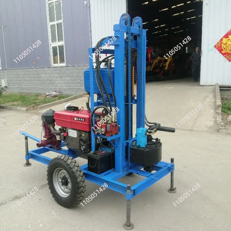 Small diesel hydraulic drilling machine is used in household drilling, factory drilling, taking domestic water, and site piling