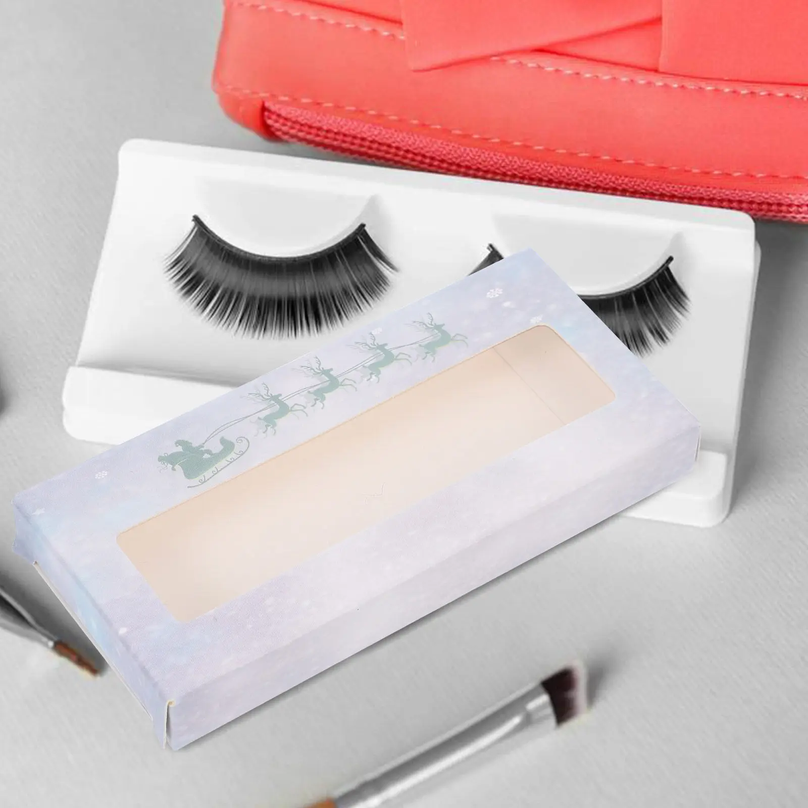 25Pcs Xmas Eyelash Case Christmas Theme Eyelash Holder Lightweight False Lashes Container with Adorable Design Gift Ready