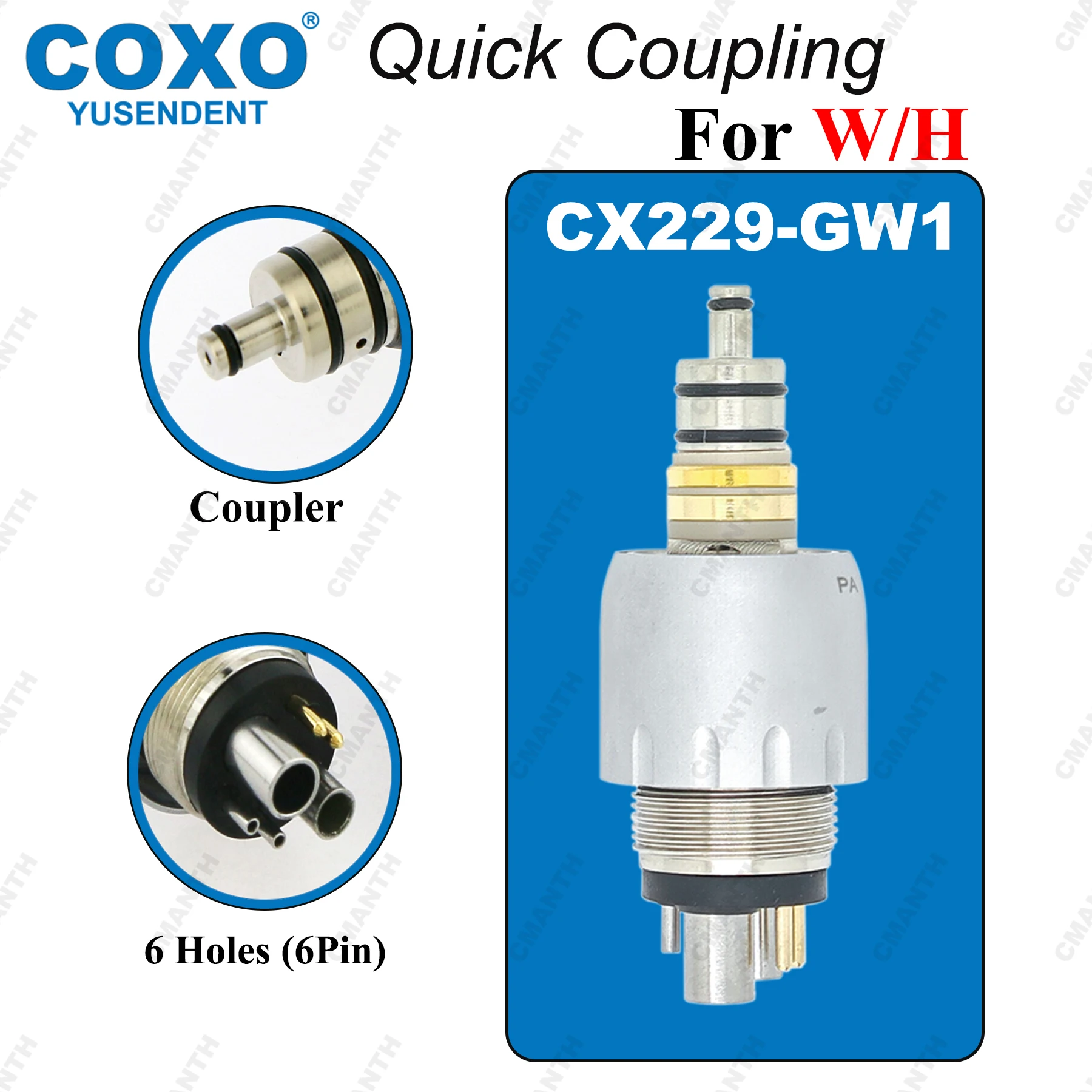 

COXO Dental Coupling Turbine Quick Coupling Connector Air Motor 6 Holes For High Speed Handpiece Universal WH Dentistry Products