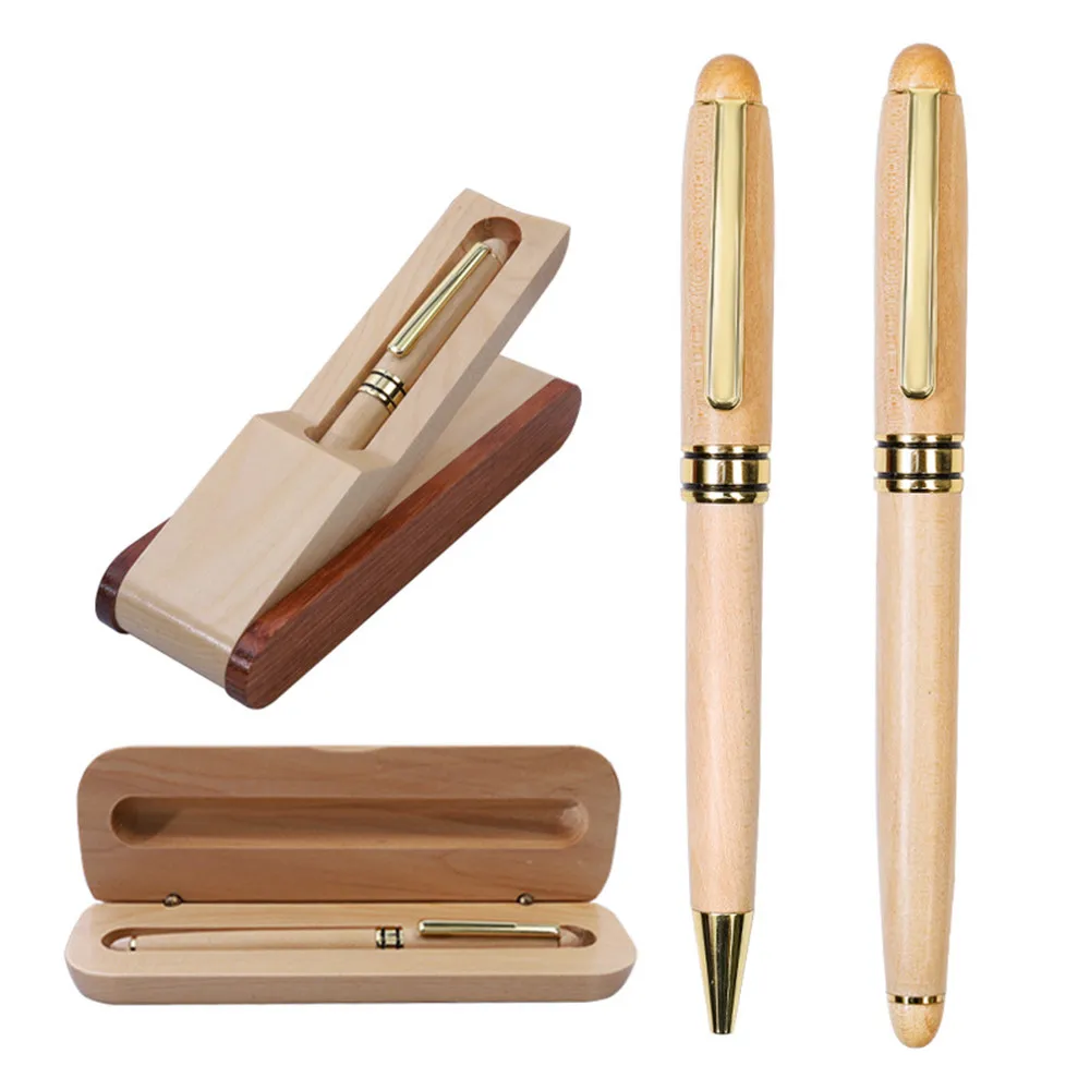 Luxury Wooden stationery students Business office Ballpoint Pen Wooden Foldable Display Box Case Great Fancy For Men and Woman